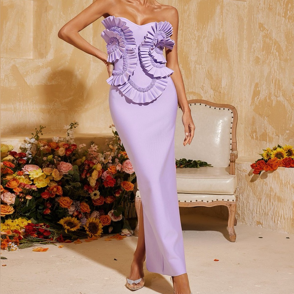 Insane lilac beaded maxi dress